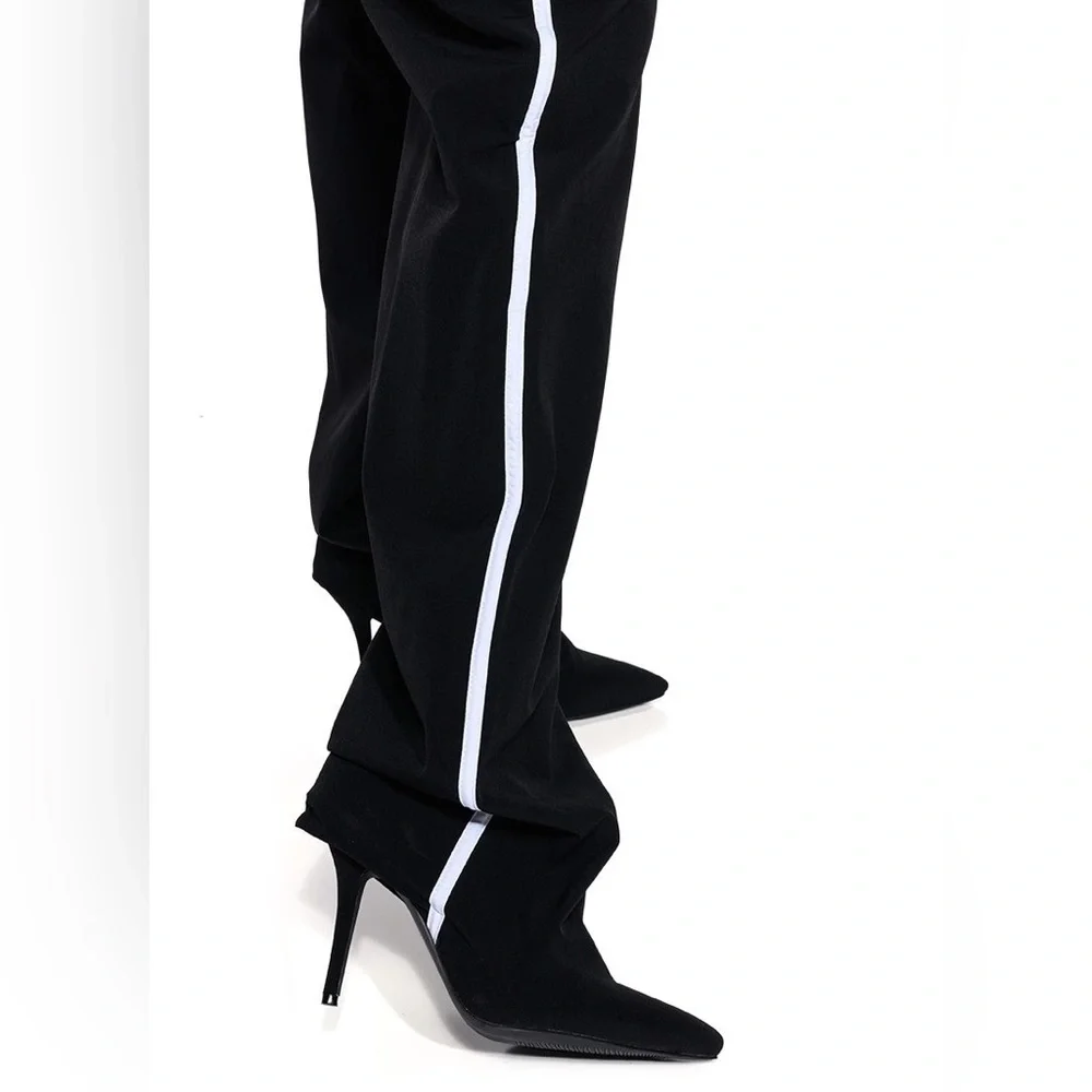 Azalea Wang Black & White All in One Track Pant Boots - Picture 5 of 7